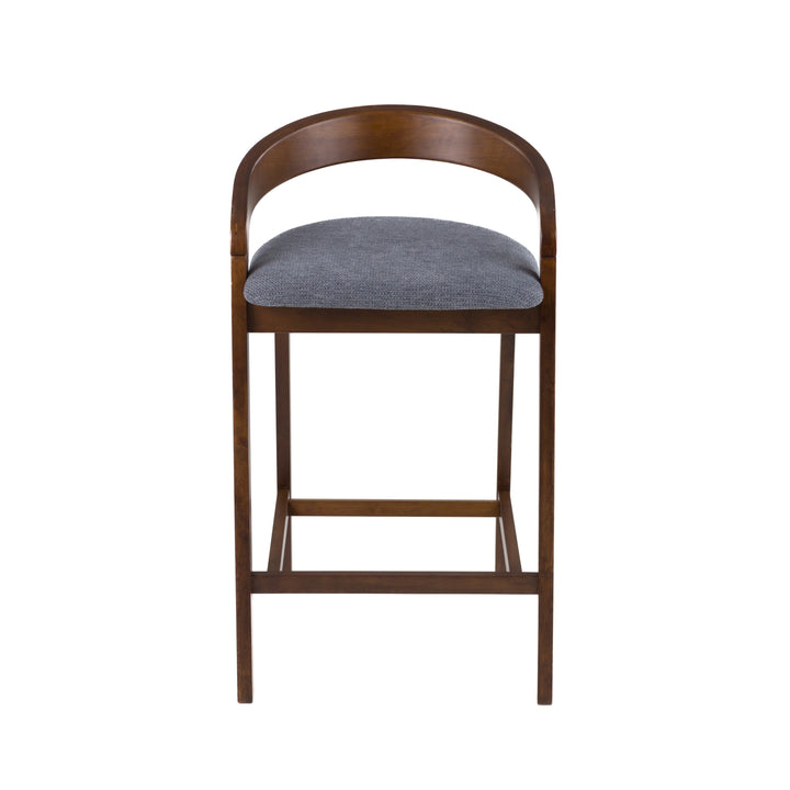 Vougler - Modern Grey Fabric + Walnut Counter Chair (Set of 2)