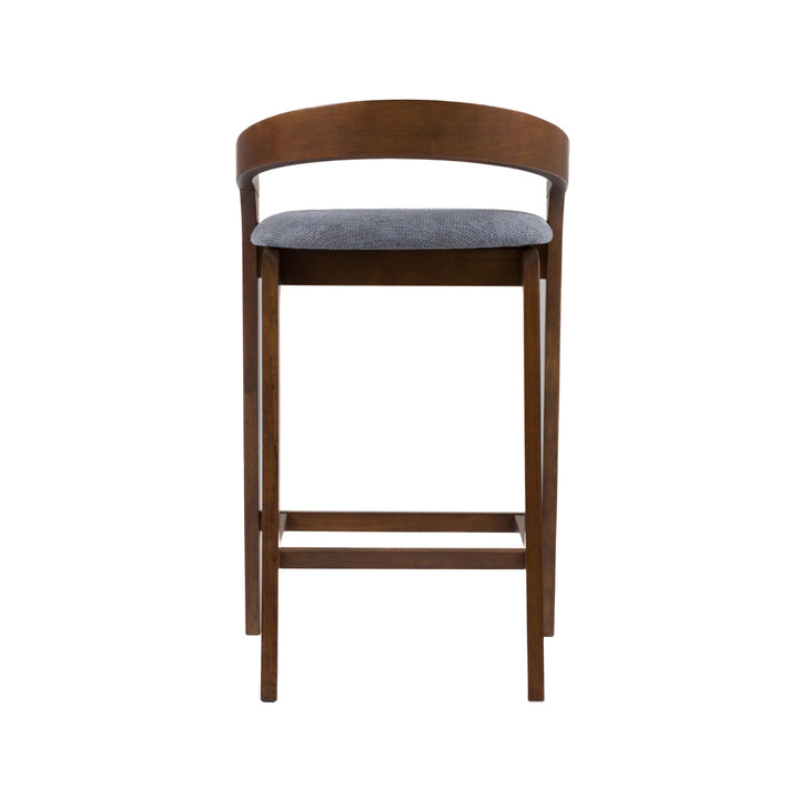Vougler - Modern Grey Fabric  Walnut Counter Chair 