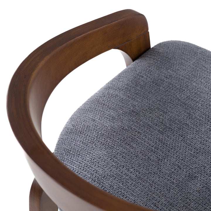 Vougler - Modern Grey Fabric + Walnut Counter Chair (Set of 2)