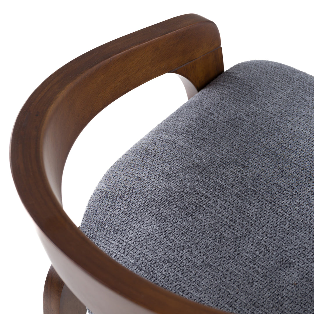 Vougler - Modern Grey Fabric + Walnut Counter Chair (Set of 2)