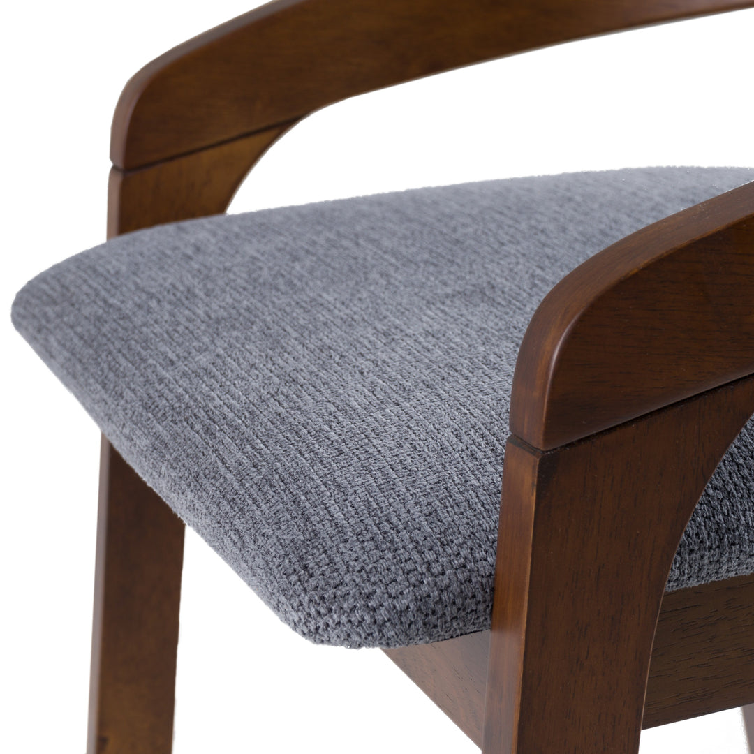 Vougler - Modern Grey Fabric + Walnut Counter Chair (Set of 2)