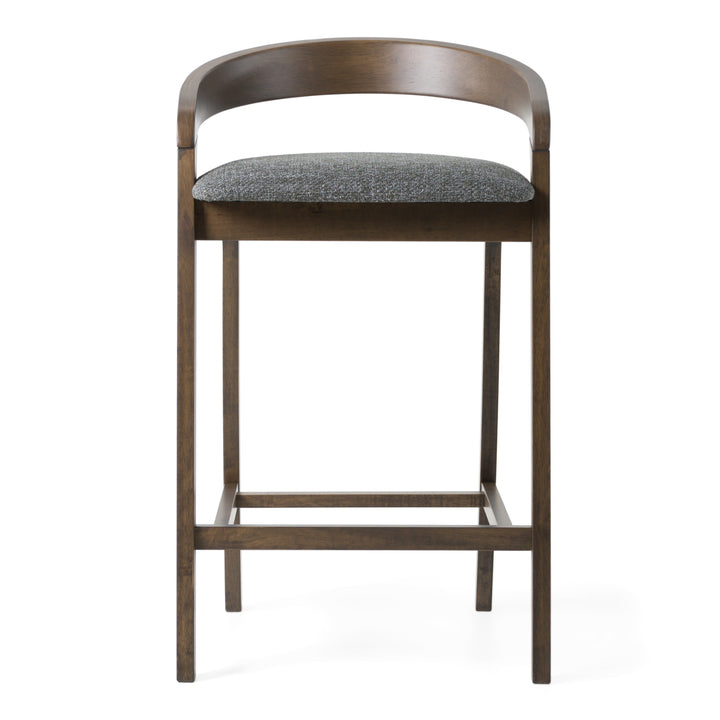 Vougler - Modern Grey Fabric  Wenge Counter Chair 
