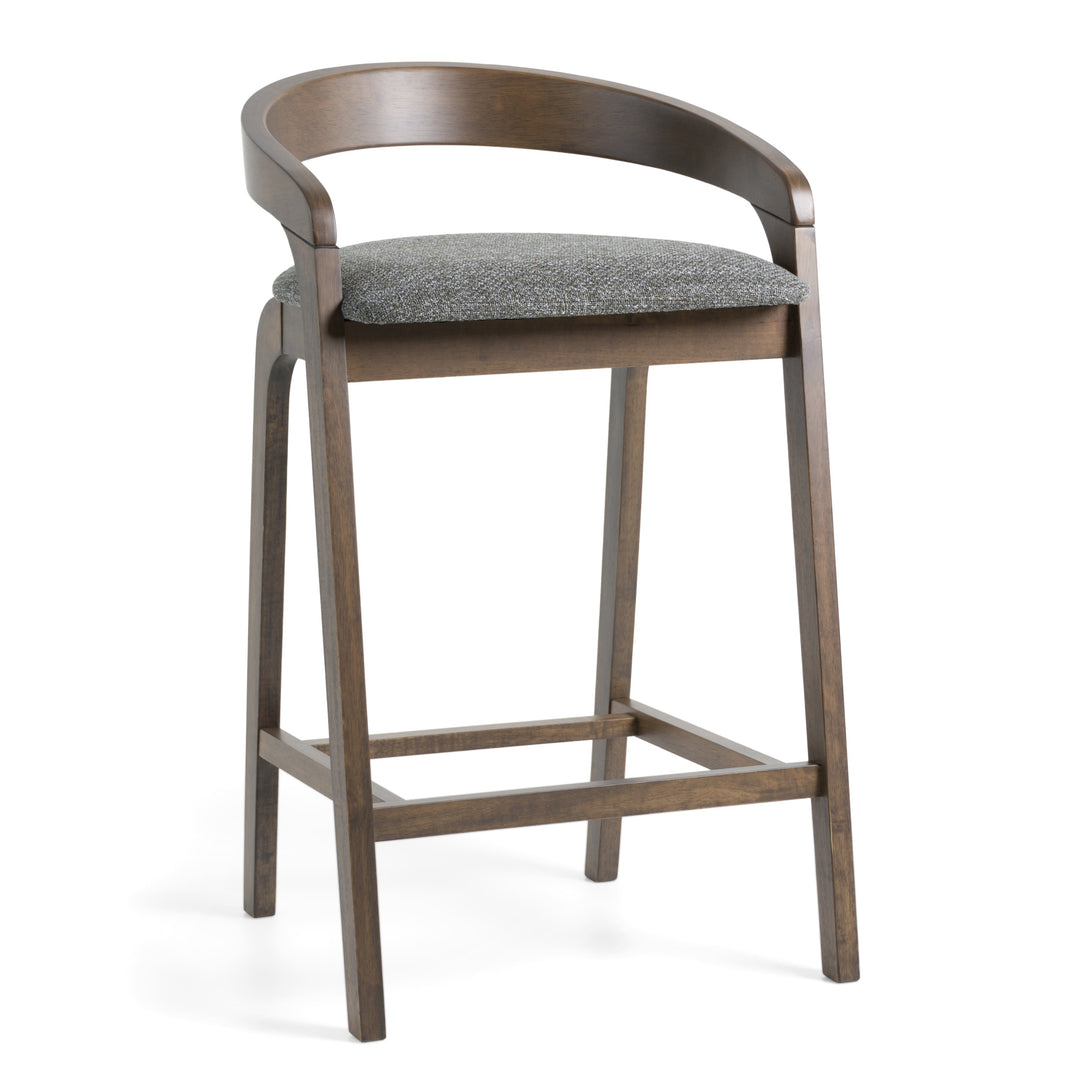 Vougler  Modern Grey Fabric + Wenge Counter Chair (Set of 2)