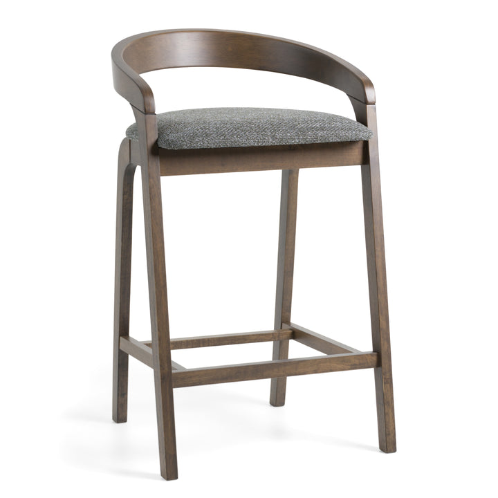 Vougler  Modern Grey Fabric + Wenge Counter Chair (Set of 2)