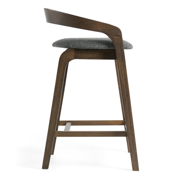Vougler - Modern Grey Fabric + Wenge Counter Chair (Set of 2)