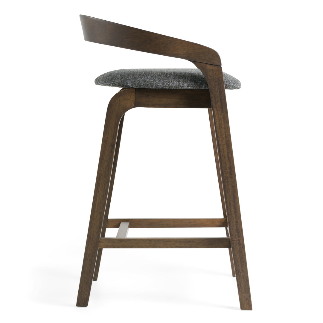 Vougler - Modern Grey Fabric + Wenge Counter Chair (Set of 2)