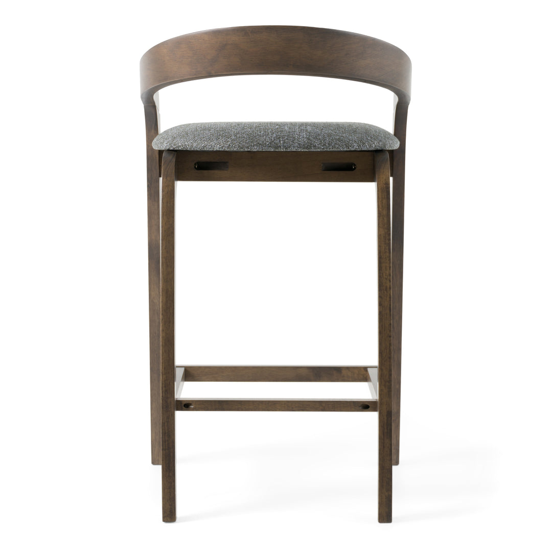 Vougler  Modern Grey Fabric + Wenge Counter Chair (Set of 2)