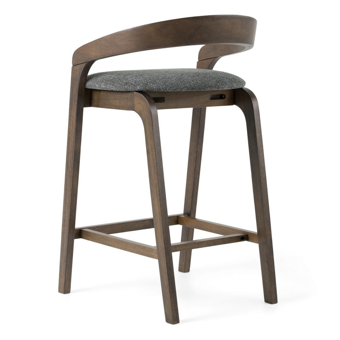 Vougler - Modern Grey Fabric + Wenge Counter Chair (Set of 2)
