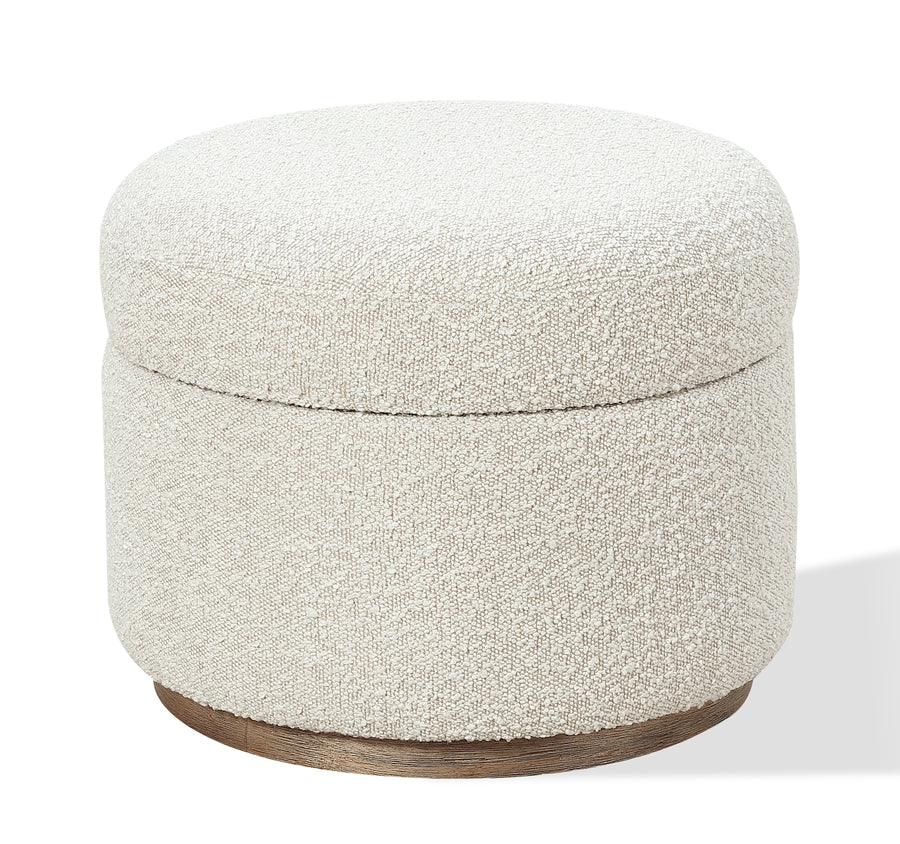 Modus Furniture Mqmy88 Off White Upholstered Storage Ottoman In Ricotta Boucle