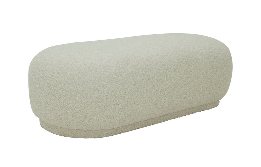 Kael  Contemporary White Sherpa Ottoman
