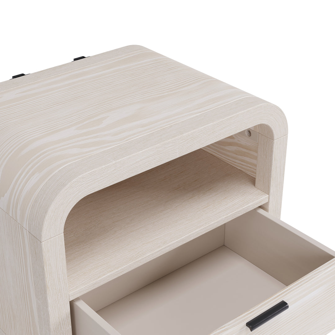 Modus Furniture Nknf81B Drake One Drawer One Shelf Usb Charging Nightstand In Sugar