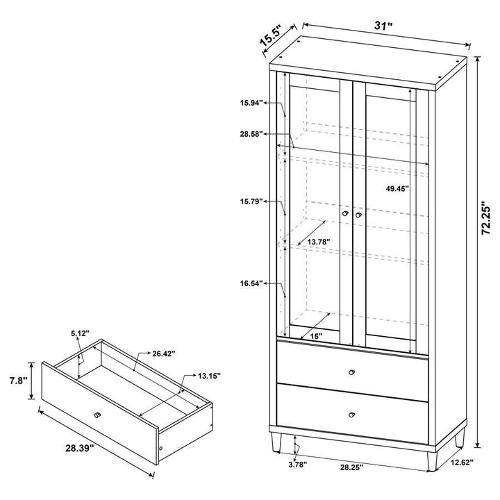 Wadeline - 2 Door Tall Accent Storage Cabinet - Rustic Tobacco Accent Cabinet modern furniture Contempo Furniture