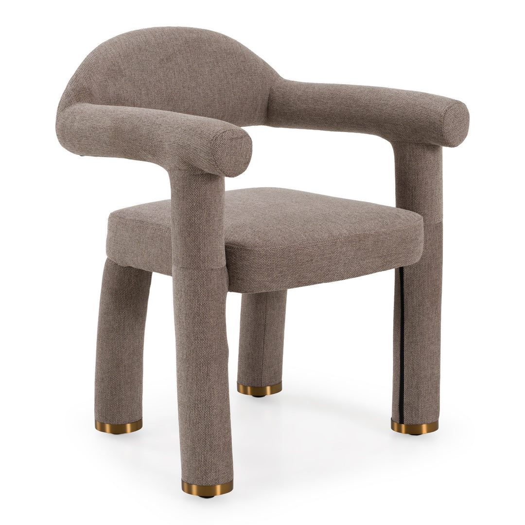 Walbrook - Modern Brown Fabric + Gold Dining Chair
