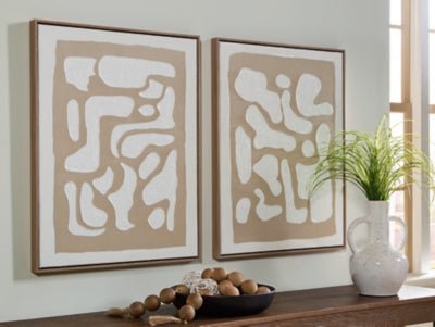 Waldett Wall Art (Set of 2) - Beige Canvas Art Set modern furniture Contempo Furniture