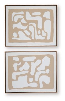 Waldett Wall Art (Set of 2) - Beige Canvas Art Set modern furniture Contempo Furniture
