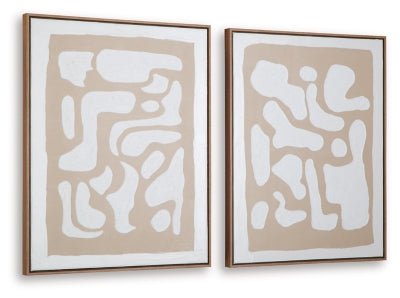 Waldett Wall Art (Set of 2) - Beige Canvas Art Set modern furniture Contempo Furniture
