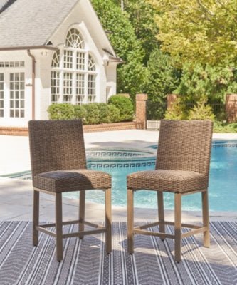 Walton Bridge Outdoor Bar Stool (Set of 2) - Light Brown Stool Set modern furniture Contempo Furniture