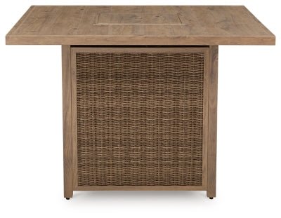 Walton Bridge Outdoor Bar Table with Fire Pit - Light Brown Bar Table modern furniture Contempo Furniture