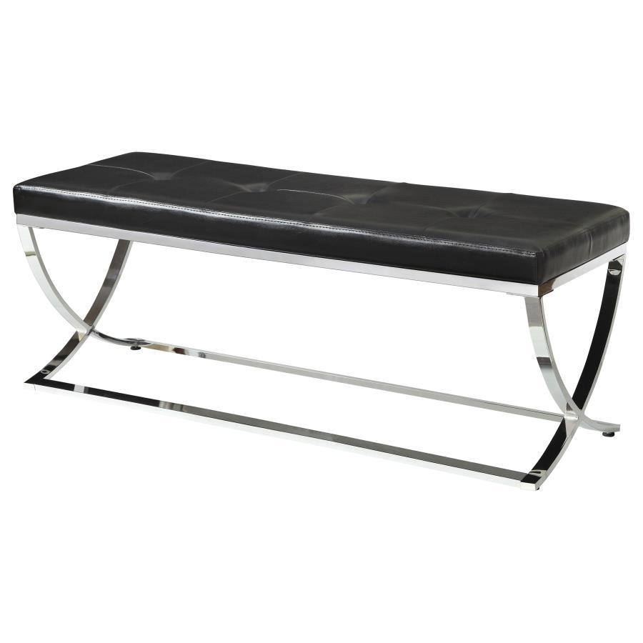 Walton - Leatherette Upholstered Tufted Accent Bench - Black Upholstered Bench modern furniture Contempo Furniture