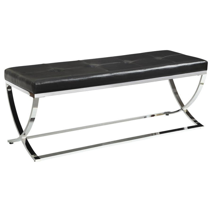 Walton - Leatherette Upholstered Tufted Accent Bench - Black Upholstered Bench modern furniture Contempo Furniture