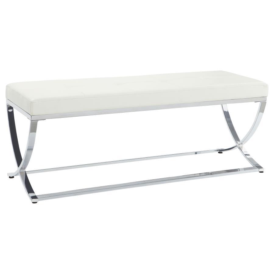 Walton - Leatherette Upholstered Tufted Accent Bench - White Accent Bench modern furniture Contempo Furniture