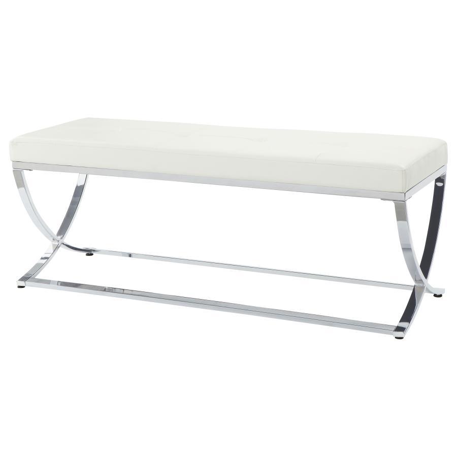 Walton - Leatherette Upholstered Tufted Accent Bench - White Accent Bench modern furniture Contempo Furniture
