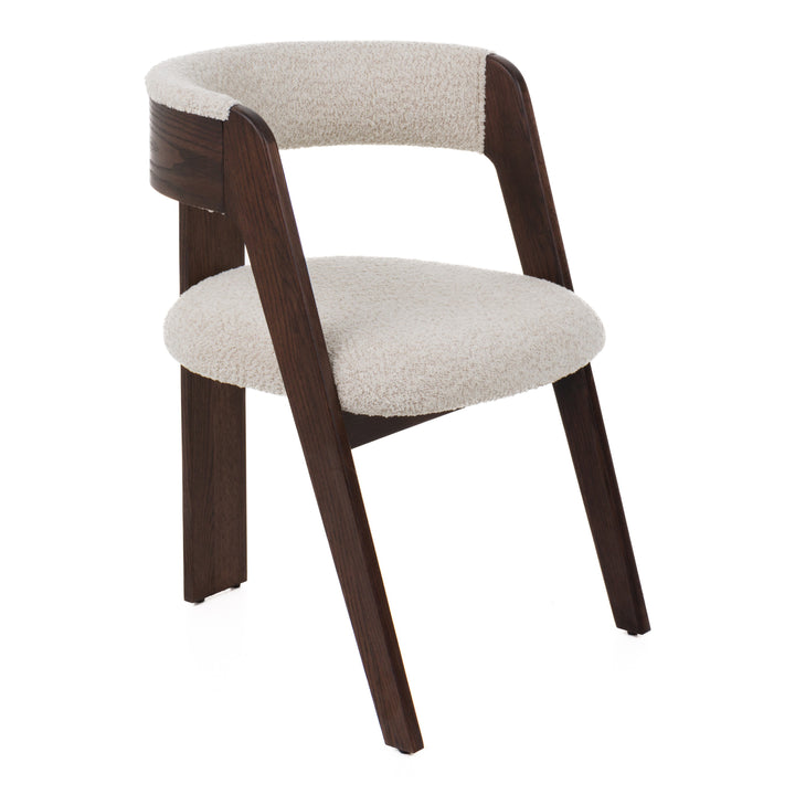 Washington - Modern Cream Fabric + Brown Oak Dining Chair (Set of 2)