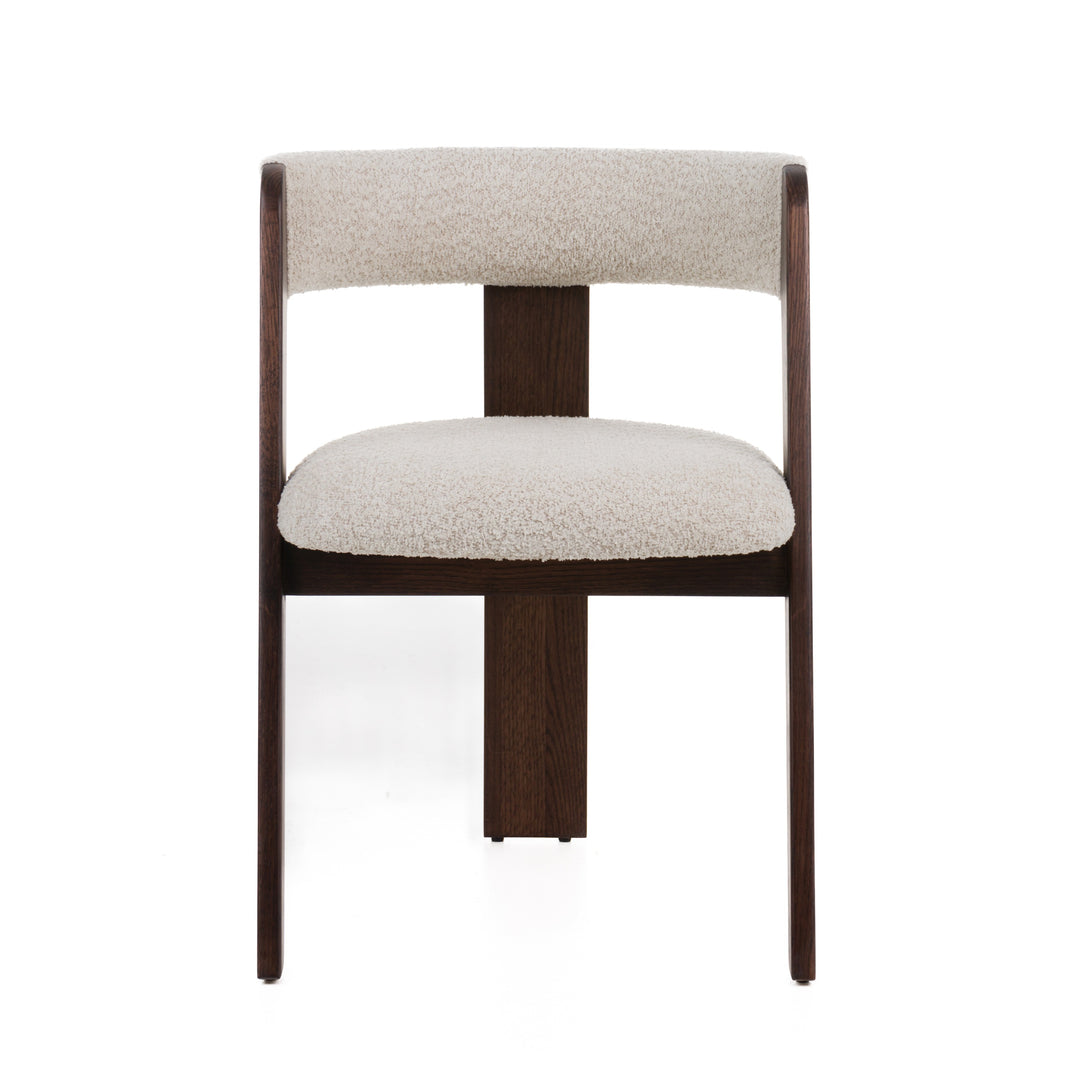 Washington - Modern Cream Fabric + Brown Oak Dining Chair (Set of 2)