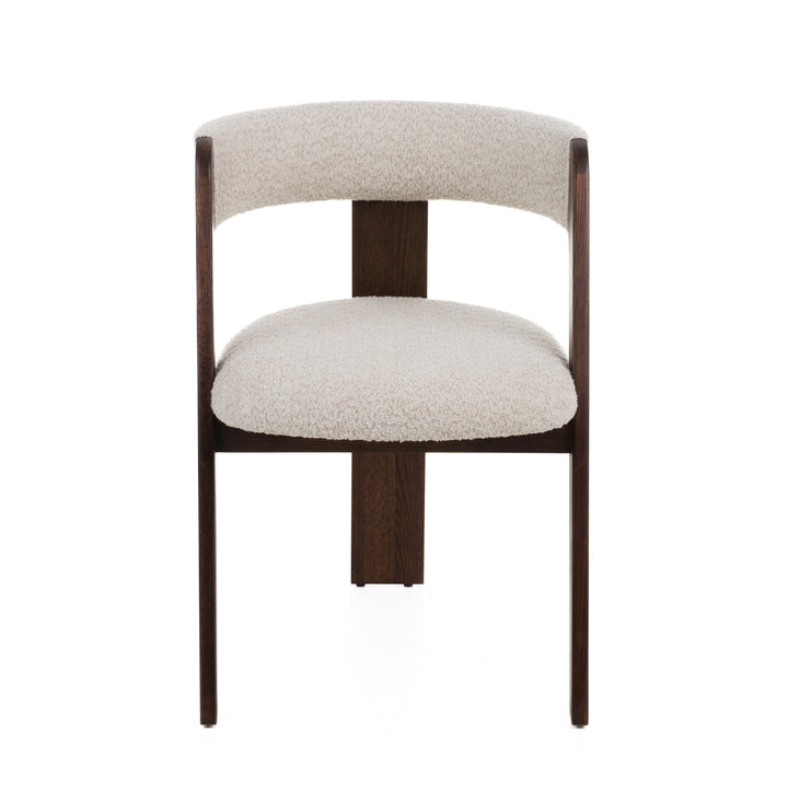 Washington - Modern Cream Fabric + Brown Oak Dining Chair (Set of 2)