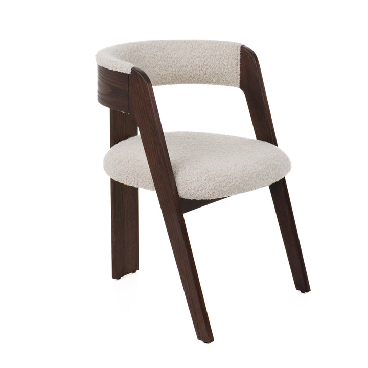 Washington - Modern Cream Fabric + Brown Oak Dining Chair (Set of 2)