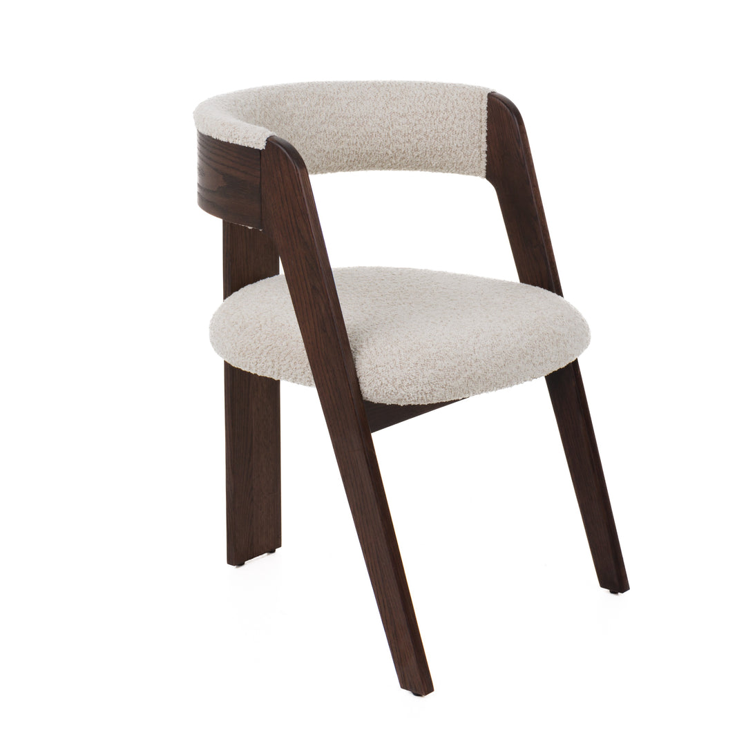 Washington - Modern Cream Fabric + Brown Oak Dining Chair (Set of 2)