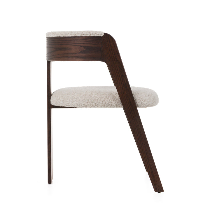 Washington - Modern Cream Fabric + Brown Oak Dining Chair (Set of 2)