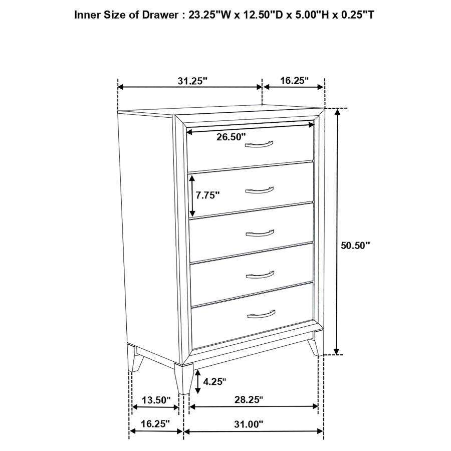 Watson - 5 - Drawer Bedroom Chest - Gray Oak Accent Chest modern furniture Contempo Furniture