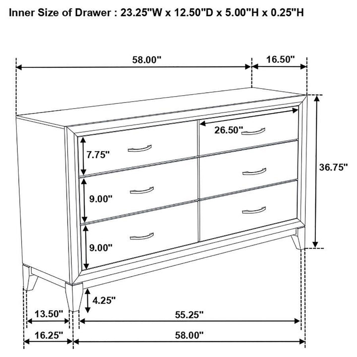 Watson - 6 - Drawer Dresser - Gray Oak Dressers modern furniture Contempo Furniture