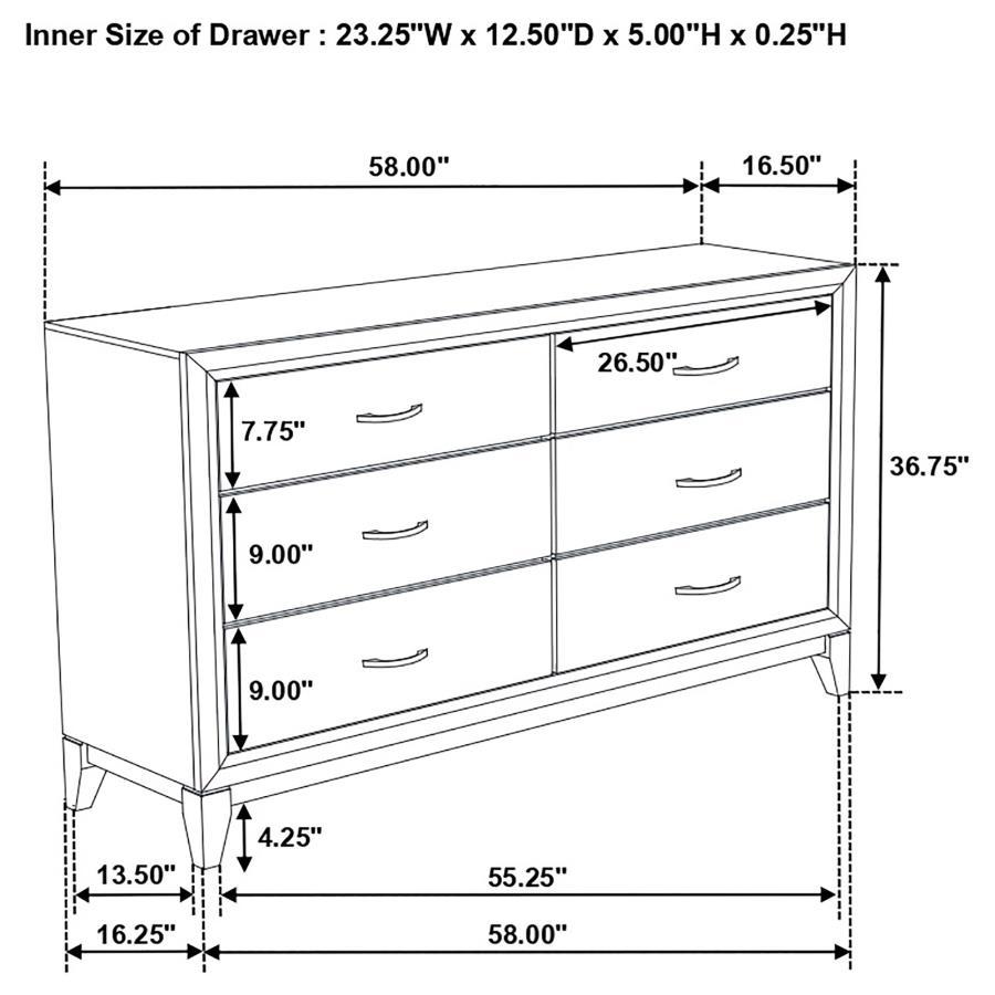 Watson - 6 - Drawer Dresser - Gray Oak Dressers modern furniture Contempo Furniture