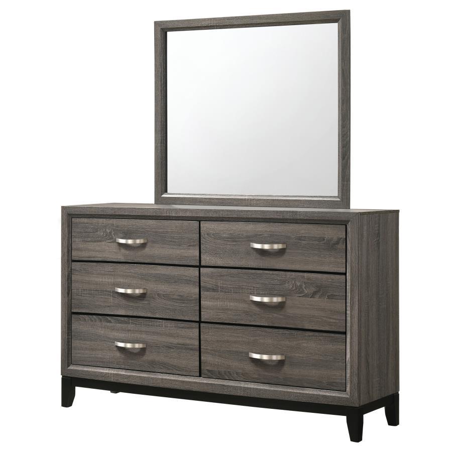 Watson - 6 - Drawer Dresser With Mirror - Gray Oak Dresser & Mirror modern furniture Contempo Furniture