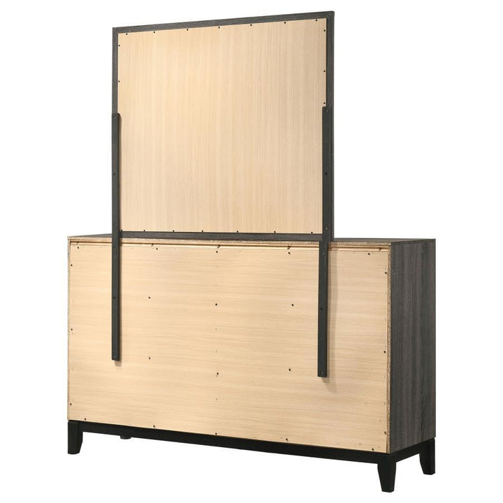 Watson - 6 - Drawer Dresser With Mirror - Gray Oak Dresser &amp; Mirror modern furniture Contempo Furniture