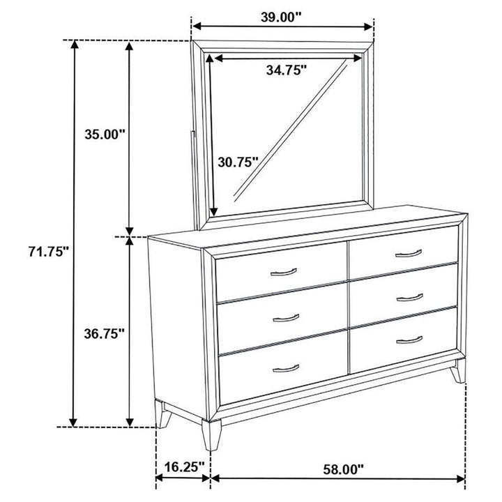 Watson - 6 - Drawer Dresser With Mirror - Gray Oak Dresser &amp; Mirror modern furniture Contempo Furniture