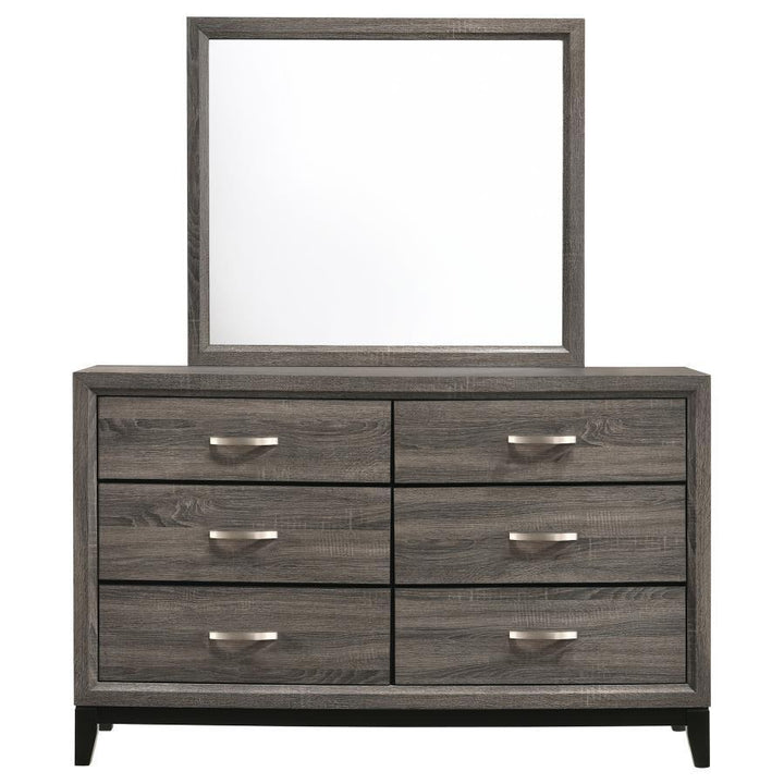 Watson - 6 - Drawer Dresser With Mirror - Gray Oak Dresser &amp; Mirror modern furniture Contempo Furniture