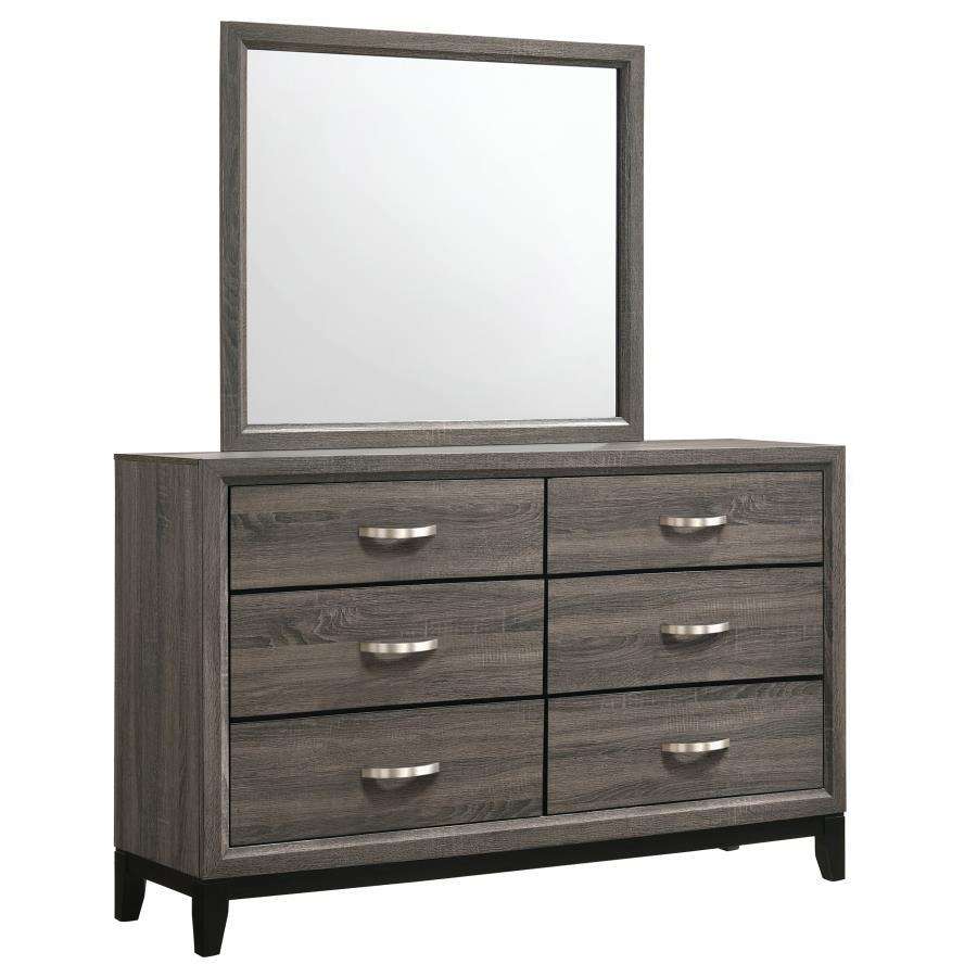 Watson - 6 - Drawer Dresser With Mirror - Gray Oak Dresser & Mirror modern furniture Contempo Furniture