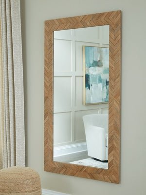 Waylane Floor Mirror - Light Brown Floor Mirror modern furniture Contempo Furniture