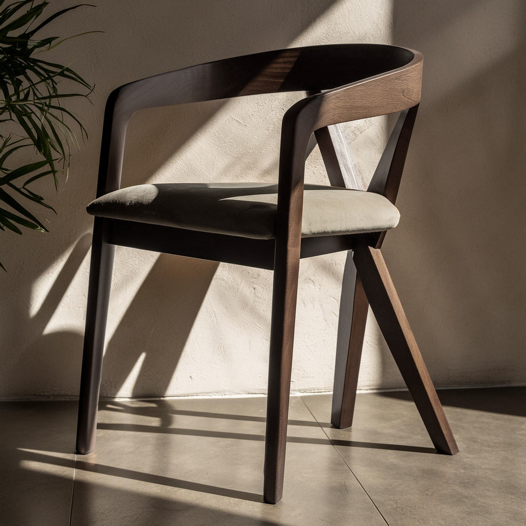 Weiss - Mid-Century Modern Light Grey Fabric + Wenge Dining Chair