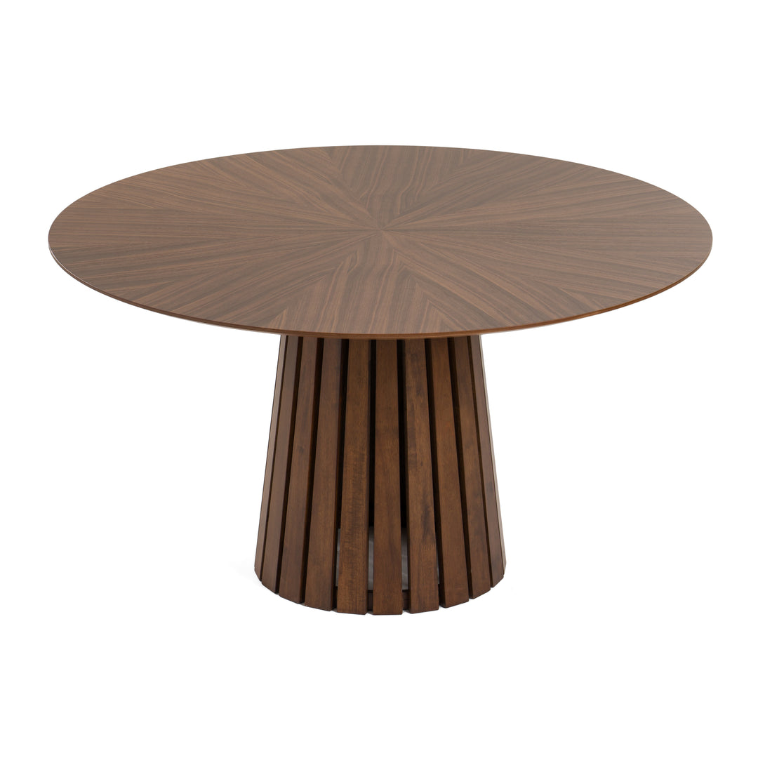 Weiss - Mid-Century Modern Walnut Round Dining Table + 6 Chair Set