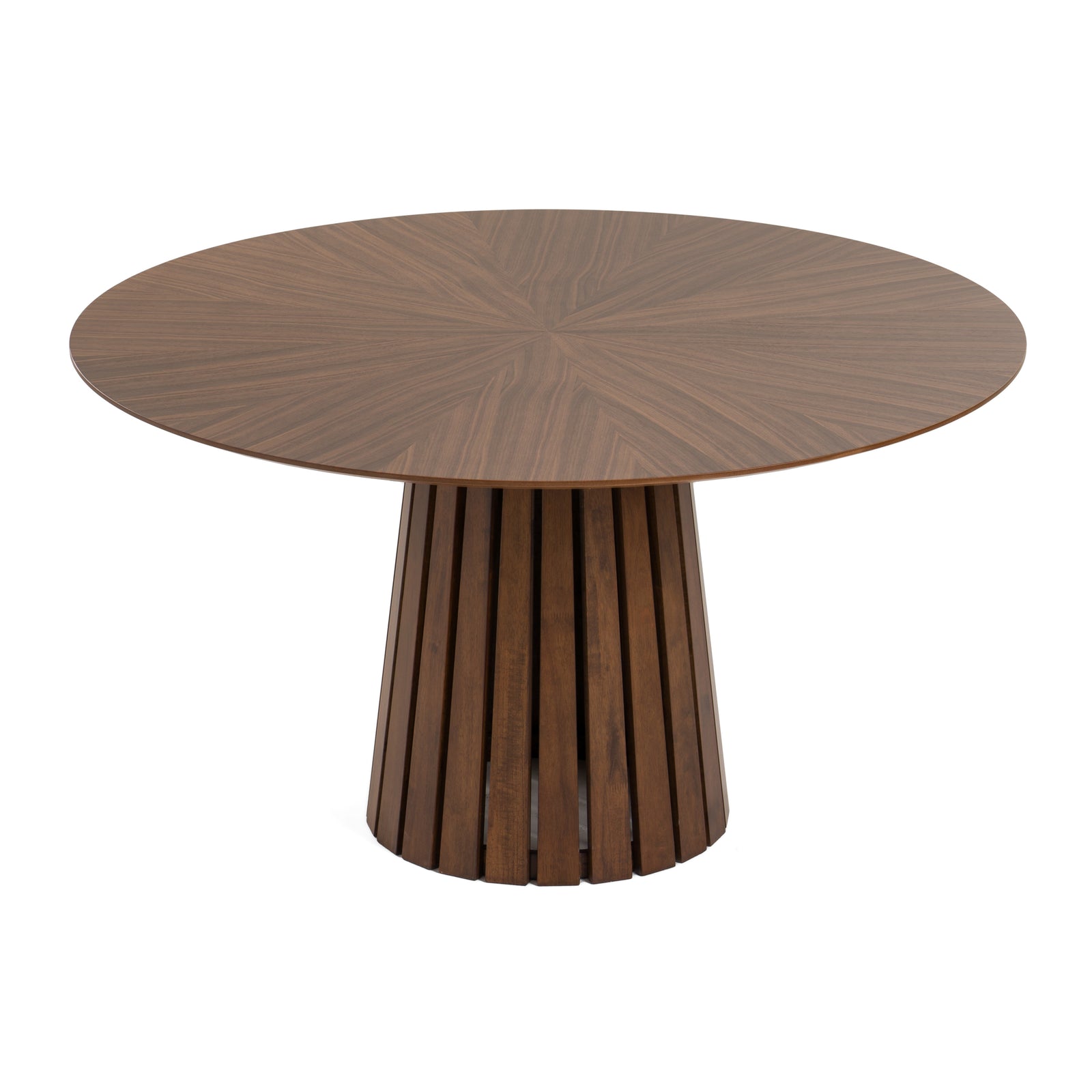 Weiss - Mid-Century Modern Walnut Round Dining Table  6 Chair Set