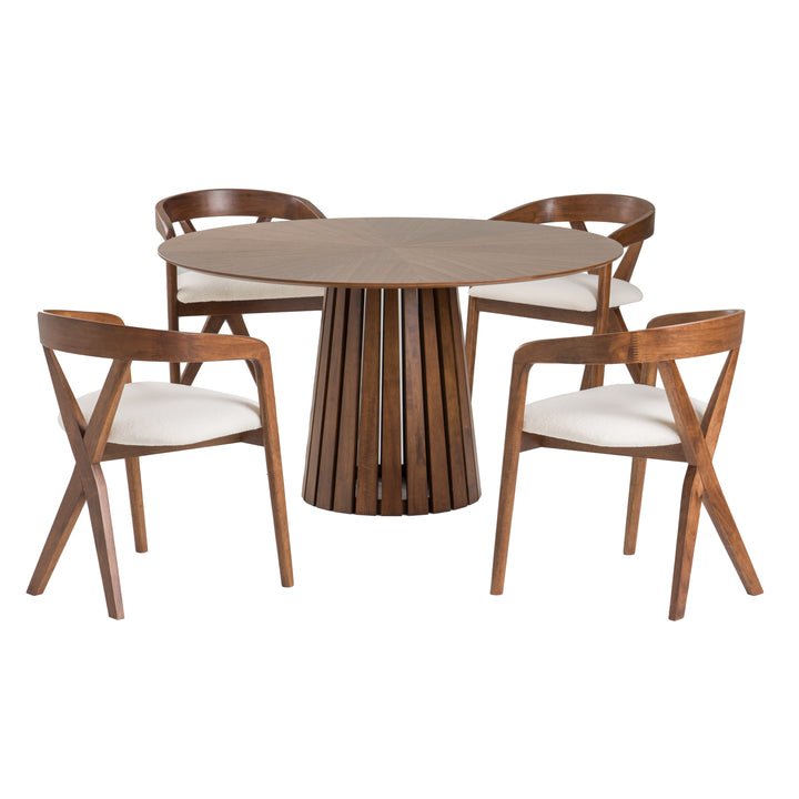 Weiss - Mid-Century Modern Walnut Round Dining Table - View 3