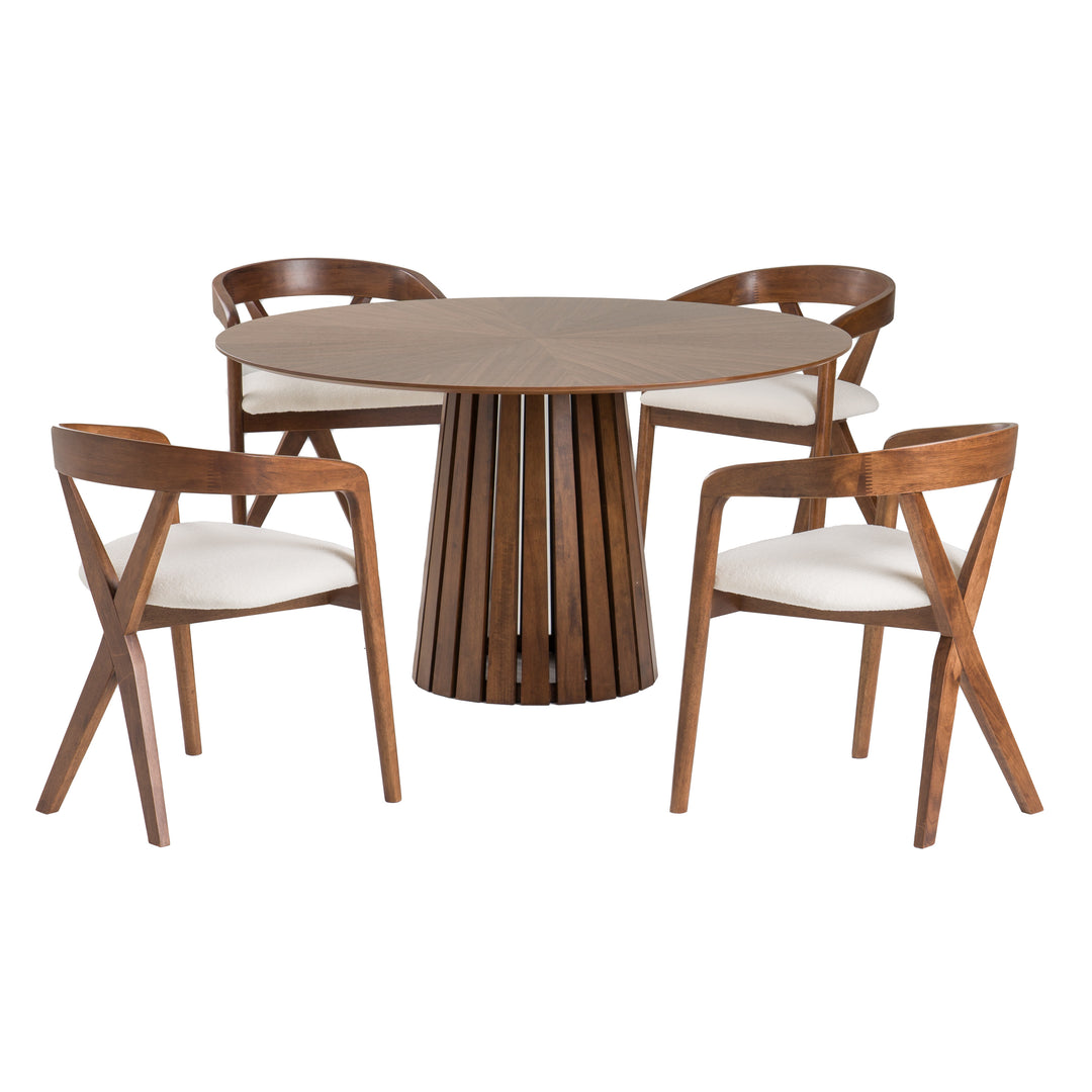 Weiss - Mid-Century Modern Walnut Round Dining Table