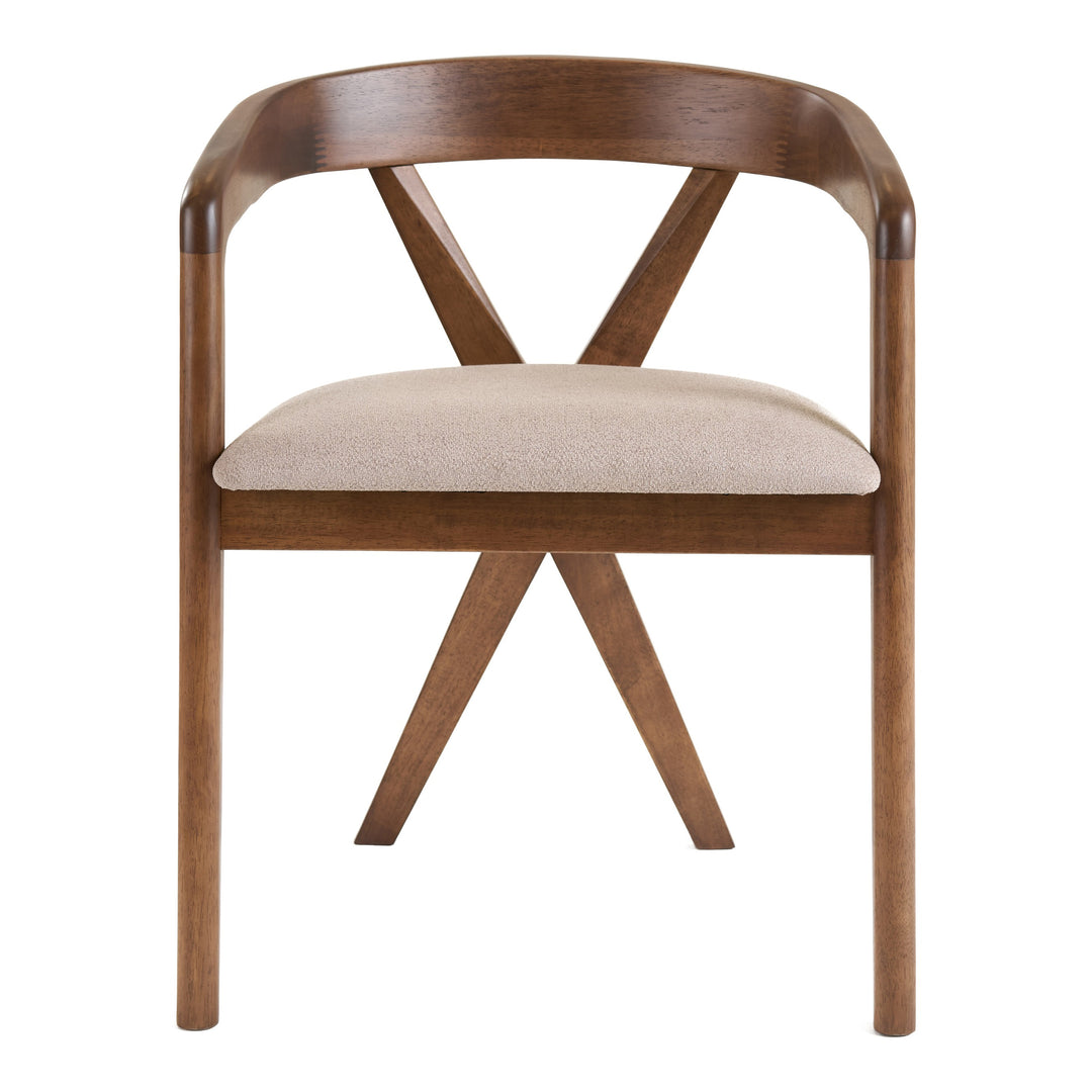 Weiss - Mid-Century Modern Light Brown Fabric + Walnut Dining Chair