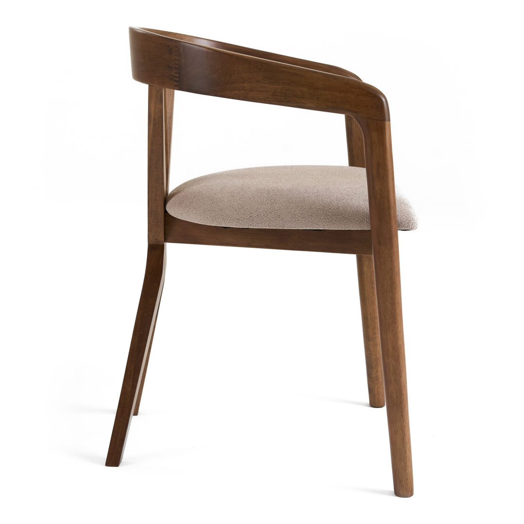 Weiss - Mid-Century Modern Light Brown Fabric + Walnut Dining Chair
