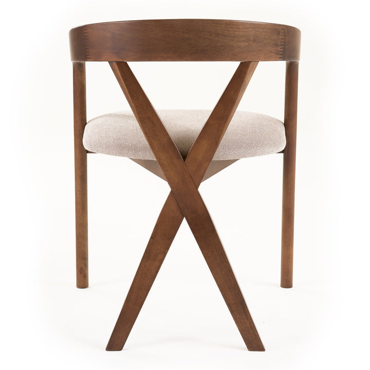 Weiss - Mid-Century Modern Light Brown Fabric + Walnut Dining Chair