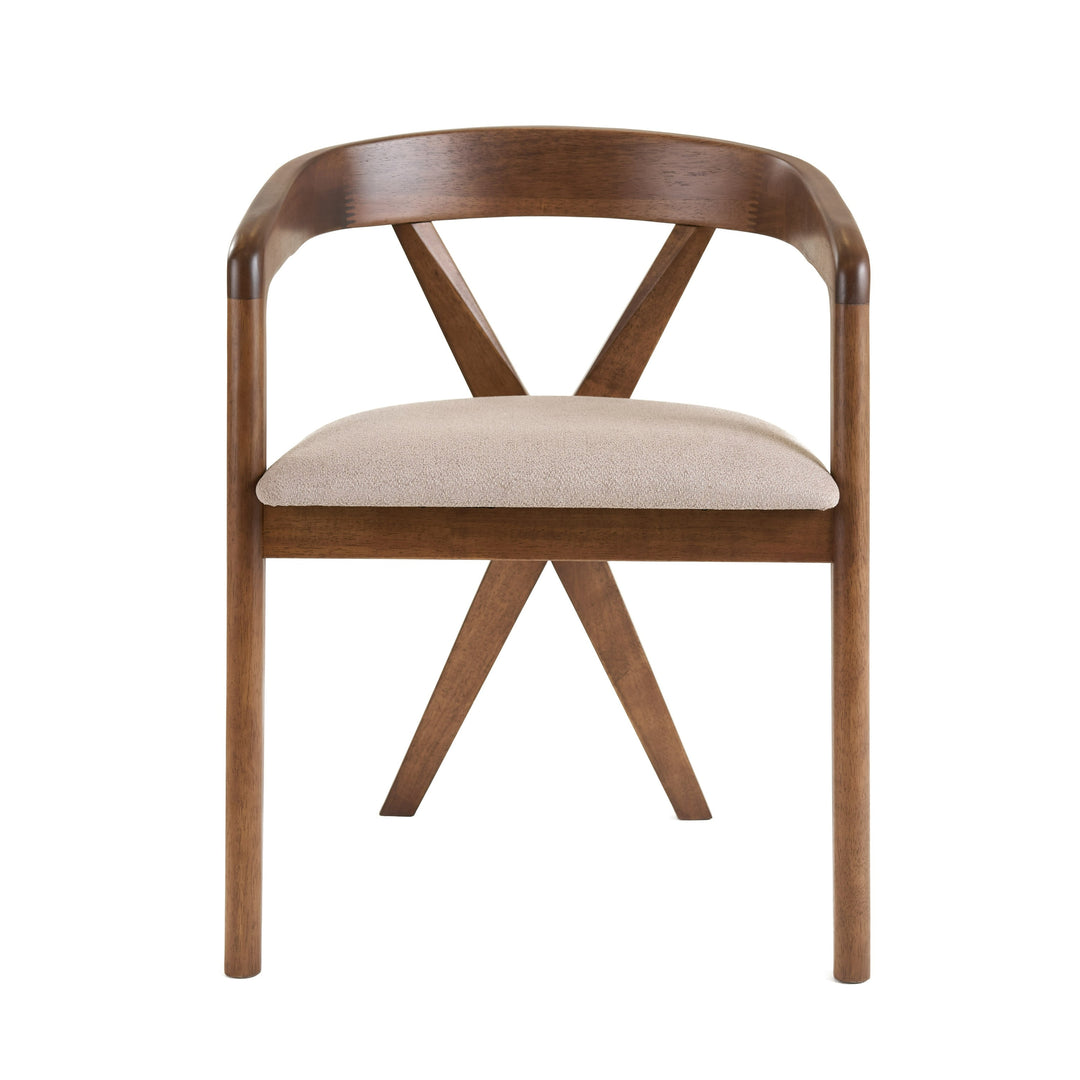 Weiss - Mid-Century Modern Walnut Round Dining Table + 6 Chair Set